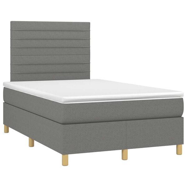 vidaXL Letto a Molle Materasso e LED Grigio Scuro 120x190cm in Tessuto