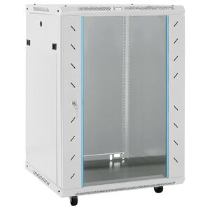 vidaXL Armadietto di Rete 15U con Ruote Girevole 19" IP20 60x45x86 cm