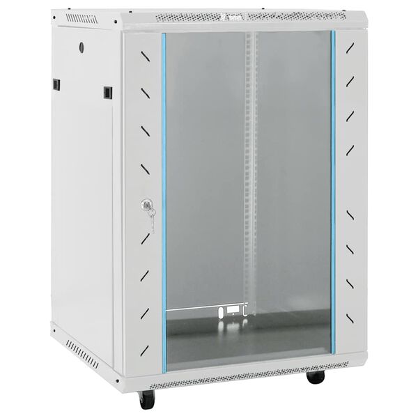 vidaXL Armadietto di Rete 15U con Ruote Girevole 19" IP20 60x45x86 cm