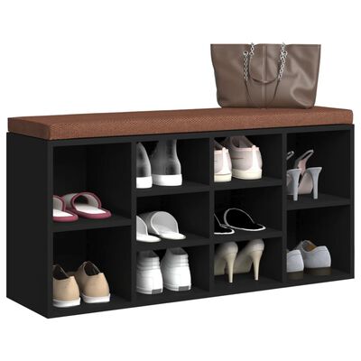Scarpiera VidaXL 60x30x45 Cm In Legno Multistrato Nero - Base In Acciaio, Ripiano Inclinato - 3