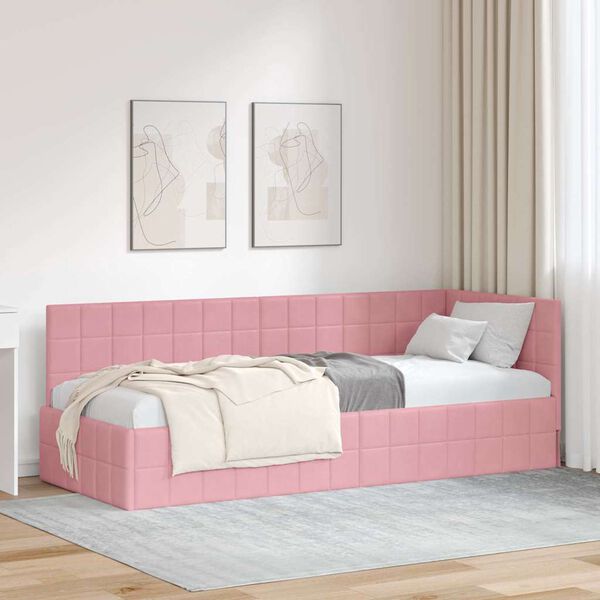 vidaXL Cornice del letto ad angolo Rosa 80 cm x 200 cm Velluto