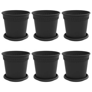 vidaXL Vasi per Piante 6 pcs Nero &Oslash; 17 x 14 cm Plastica