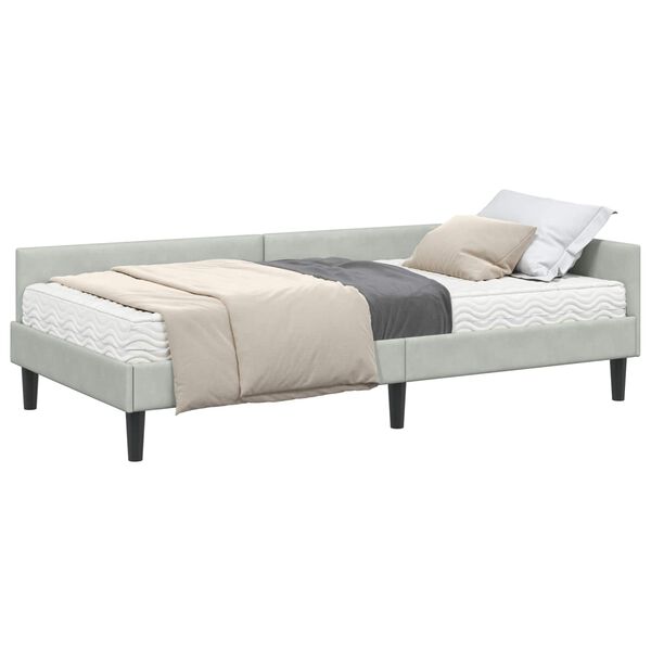 vidaXL Struttura Letto Angolare con Materasso 2 pcs Grigio chiaro