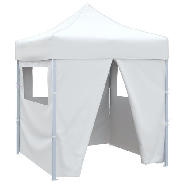 vidaXL Gazebo Pieghevole Professionale 4 Pareti 2x2m Acciaio Bianco
