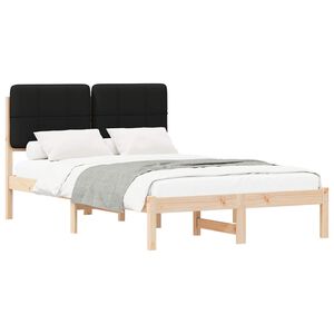 vidaXL Letto con Testiera Rivestita Nero 120 x 190 cm Pino massello