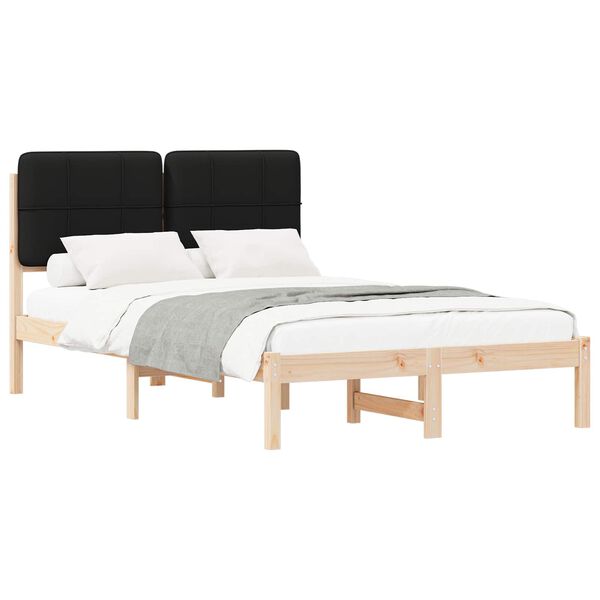vidaXL Letto con Testiera Rivestita Nero 120 x 190 cm Pino massello