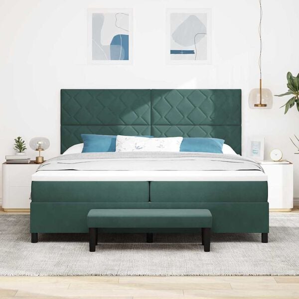 vidaXL Letto a molle con materasso Verde Scuro 200 x 200 cm Velluto