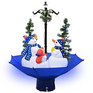 vidaXL Albero di Natale con Nevicata e Base ad Ombrello Blu 75 cm PVC
