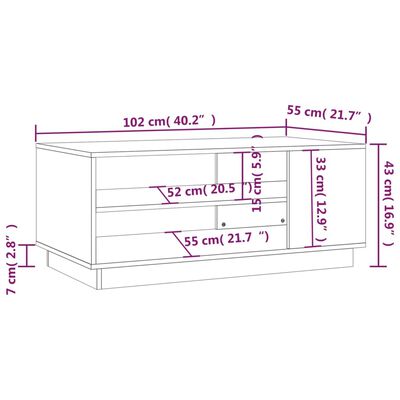 vidaXL Tavolino da Salotto Grigio Cemento 102x55x43 cm in Truciolato