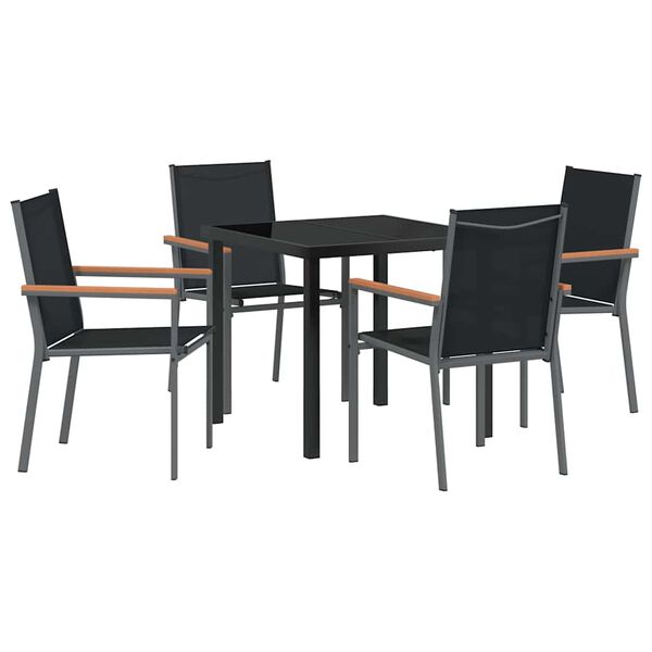 vidaXL Set da Pranzo per Giardino 5 pcs Nero