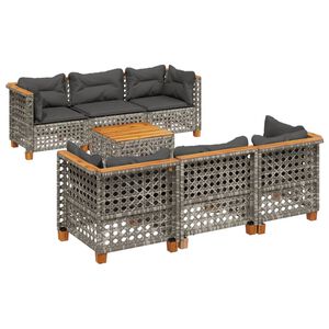 vidaXL Set Divano da Giardino 8 pz con Cuscini Grigio in Polyrattan