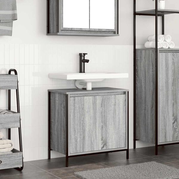 vidaXL Mobile Lavabo da Bagno Grigio Sonoma 60x34,5x60 cm
