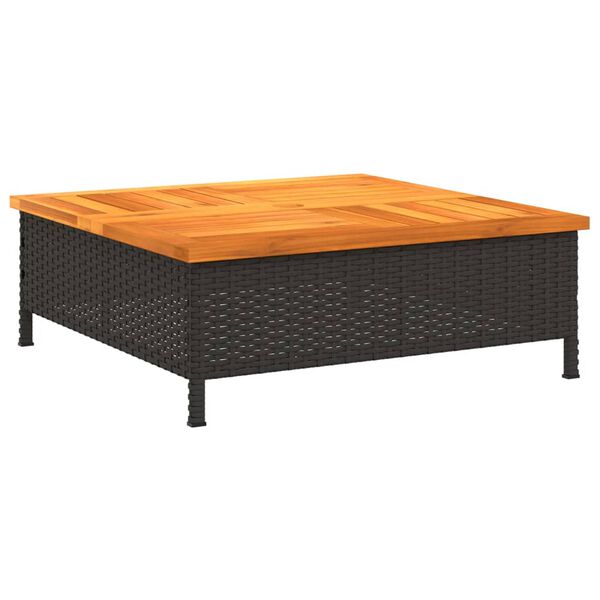 vidaXL Tavolo da Giardino Nero 70x70x25cm in Rattan e Legno di Acacia