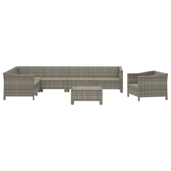 vidaXL Set Divani da Giardino 8 pz con Cuscini in Polyrattan Grigio