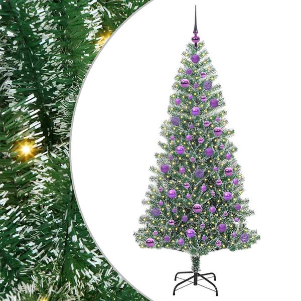 vidaXL Albero di Natale Artificiale Imbiancato con Luci LED 180 cm