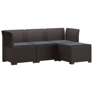 vidaXL Divano da giardino 4 posti con cuscini aspetto rattan PP