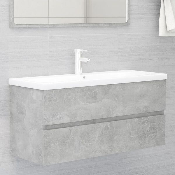 vidaXL Mobile con Lavabo Integrato Grigio Cemento in Legno Multistrato