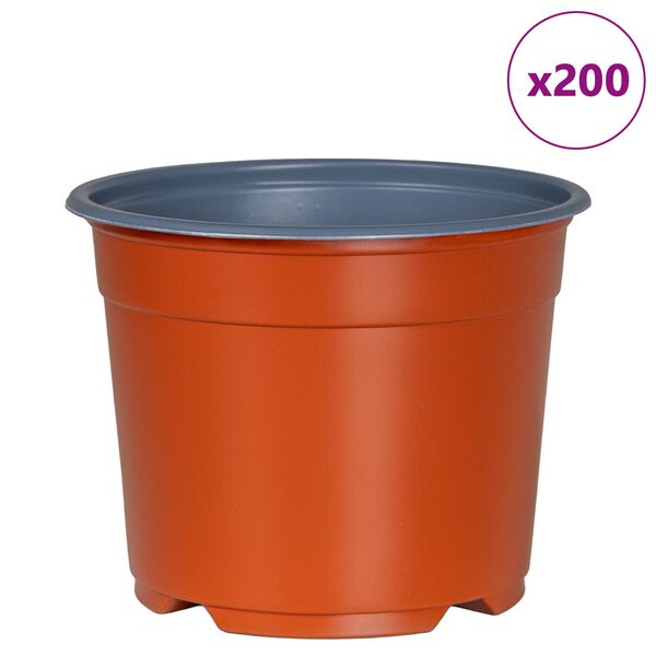 vidaXL Vaso per Fiori 200 pcs Terracotta &Oslash; 15 x 12.5 cm Plastica