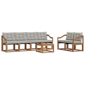 vidaXL Set di divani da esterno 7 pz Grigio Naturale e Chiaro