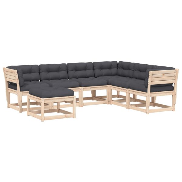vidaXL Set Salotto Giardino 7 pz Cuscini Antracite Legno Massello Pino