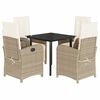 vidaXL Set da Pranzo da Giardino 5 pz con Cuscini Beige in Polyrattan