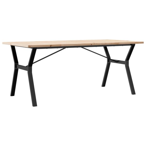 vidaXL Tavolo da Pranzo Telaio a Y 180x90x75,5 cm Legno Pino e Acciaio