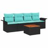 vidaXL Set Divano da Giardino 5 pcs Nero e Turchese polyrattan