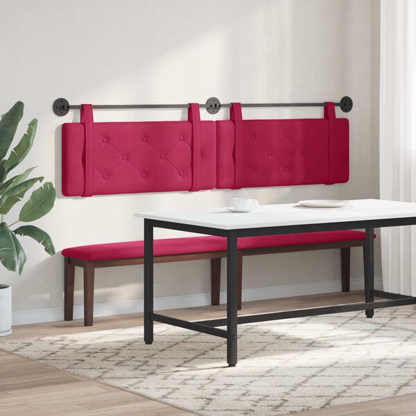 vidaXL Testata appesa Rosso Vino 210 x 55 x 5 cm Velluto
