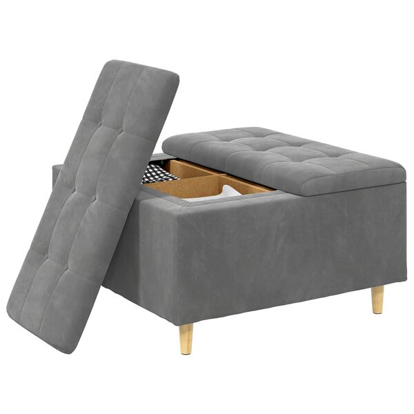 vidaXL Pouf contenitore Grigio scuro 80 x 80 x 45 cm Velluto