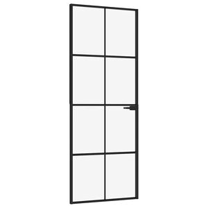 vidaXL Porta Interna Nera 76x201,5cm Vetro Temperato Alluminio Sottile