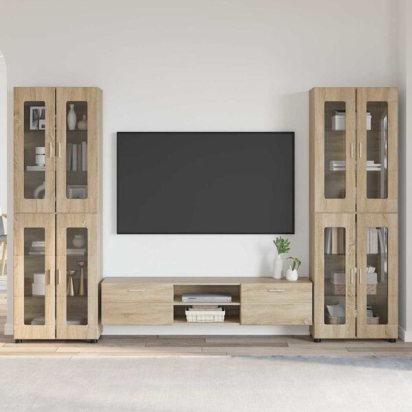 vidaXL Set mobile TV con porta FLORIN Rovere Sonoma Legno multistrato