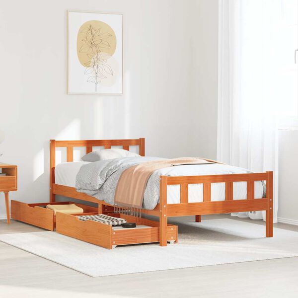 vidaXL Letto senza Materasso Marrone Cera 75x190 cm in Legno di Pino