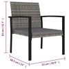 vidaXL Set da Pranzo da Giardino 3 pz in Polyrattan Grigio