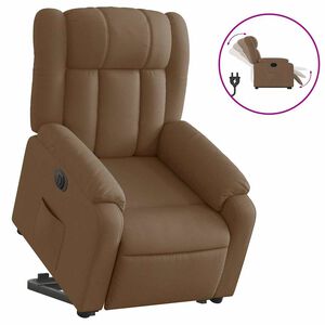 vidaXL Poltrona Alzapersona Reclinabile Elettrica Marrone Tessuto