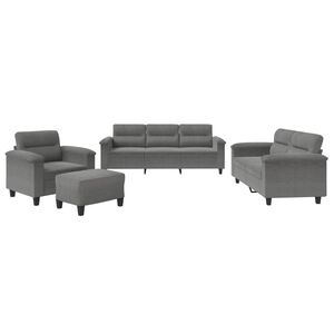 vidaXL Set Divani 4 pz con Cuscini Grigio Scuro in Tessuto Microfibra