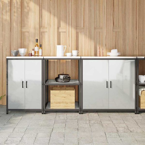 vidaXL Set di Stoccaggio per Cucina 3 pcs Argento Acciaio zincato