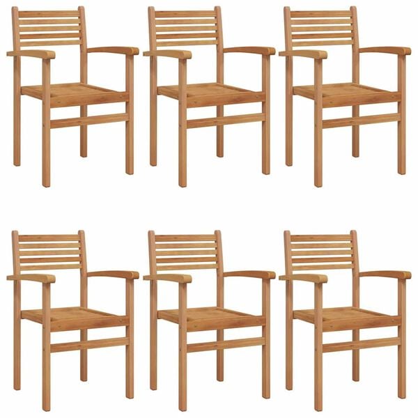 vidaXL Sedia 6 pcs Marrone 56 x 55 x 90.5 cm Legno di teak solido