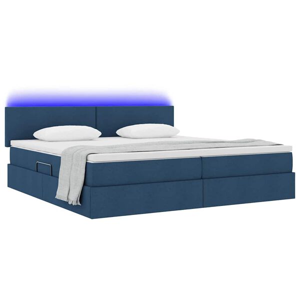 vidaXL Letto con contenitore e LED con led Blu 200 x 200 cm Tessuto