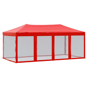 vidaXL Tenda per Feste Pieghevole con Pareti Laterali Rosso 3x6 m