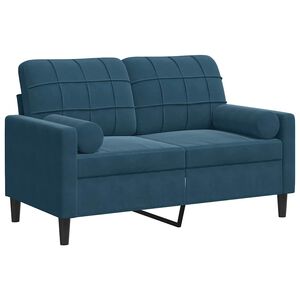 vidaXL Divano a 2 Posti con Cuscini Blu 120 cm in Velluto