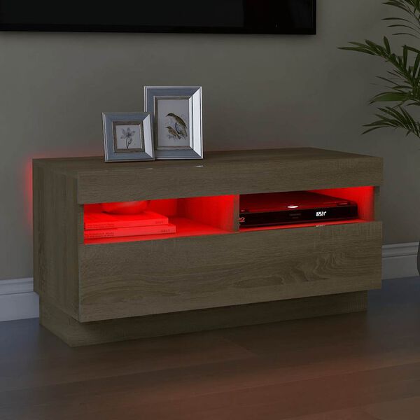 vidaXL Mobile Porta TV con Luci LED Rovere Sonoma 80x35x40 cm
