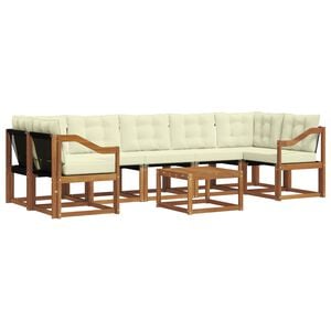 vidaXL Set di divani da esterno con cuscino 8 pcs Naturale e Crema