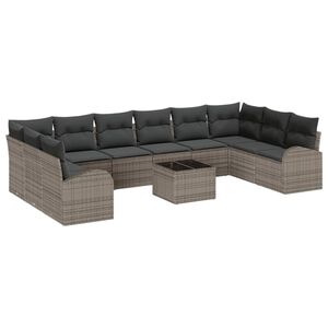 vidaXL Set di divani con cuscino 11 pcs Grigio Polyrattan