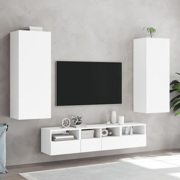 vidaXL Mobile TV a Parete Bianco 40,5x30x102 cm in Legno Multistrato