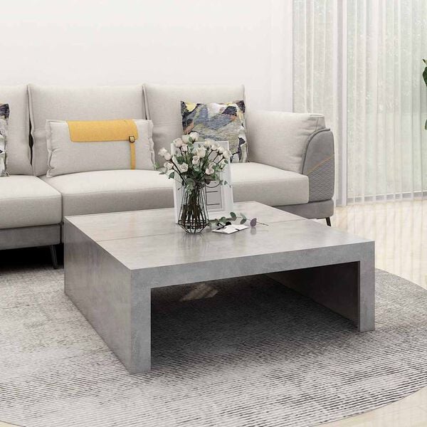 vidaXL Tavolino da Salotto Grigio Cemento 100x100x35 cm Truciolato