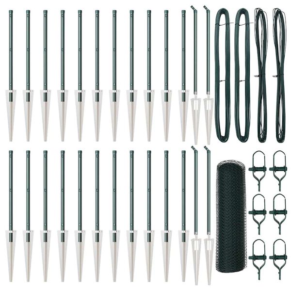 vidaXL Palo della recinzione Verde 50 x 1 m (rete 25 mm) Acciaio e PVC