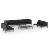 vidaXL Set Divani da Giardino 9 pz con Cuscini Polyrattan Grigio Scuro