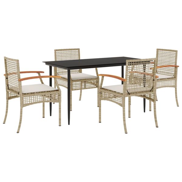 vidaXL Set da Pranzo da Giardino 5 pz con Cuscini Beige in Polyrattan