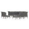 vidaXL Set Divani da Giardino 10 pz con Cuscini in Polyrattan Grigio