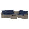 vidaXL Set di divani 8 pz Grigio e Blu Navy Rattan sintetico e Acciaio